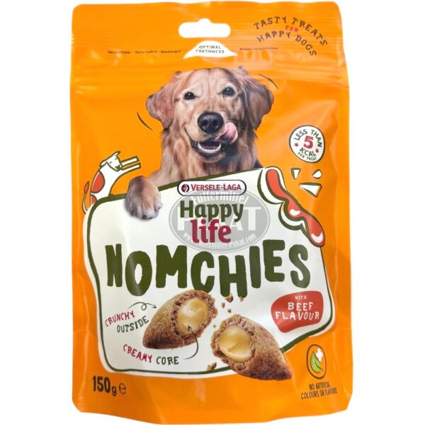 Happy Life Nomchies Beef 150g - Knusprige Leckerei mit cremiger Füllung aus Rind