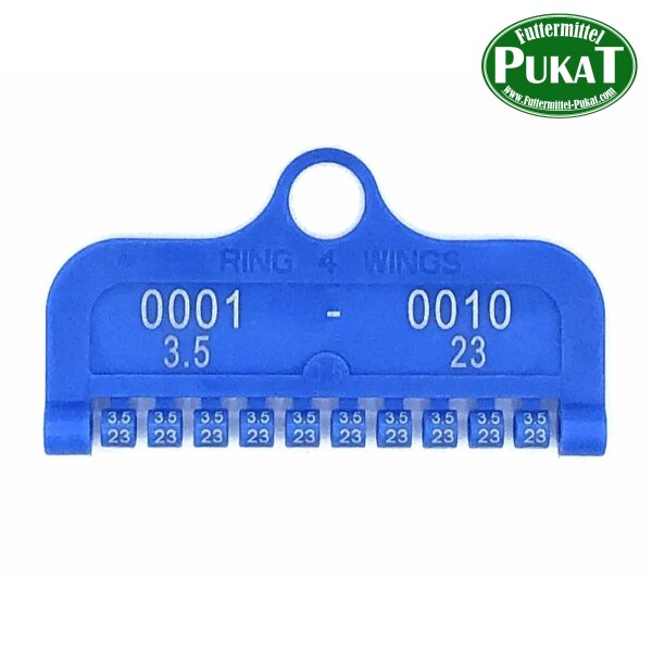 Jahresringe geschlossene Plastik -  1 Karte mit 10 Ringe Kanarien / Exoten - 3mm