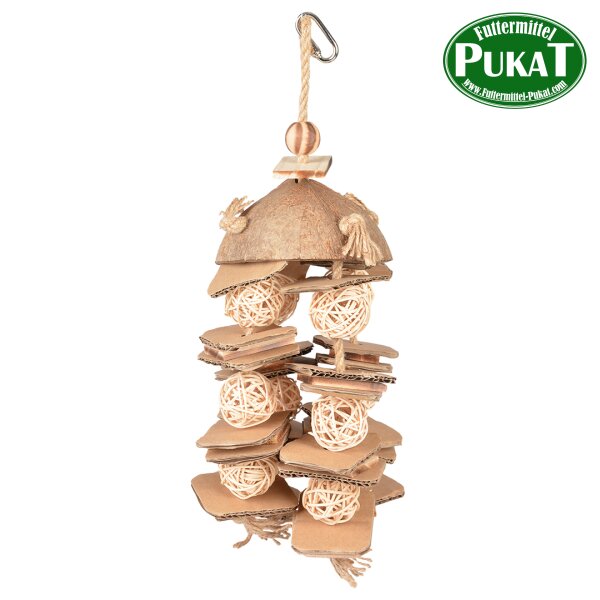 Coconut Jungle Vogelspielzeug mit Weidenkugeln & Pappe